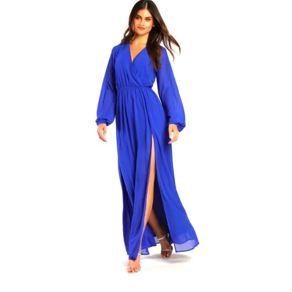 Lulu's Dress Blue Wondrous Water Lilies Royal Blue Dress Size medium - Picture 1 of 15
